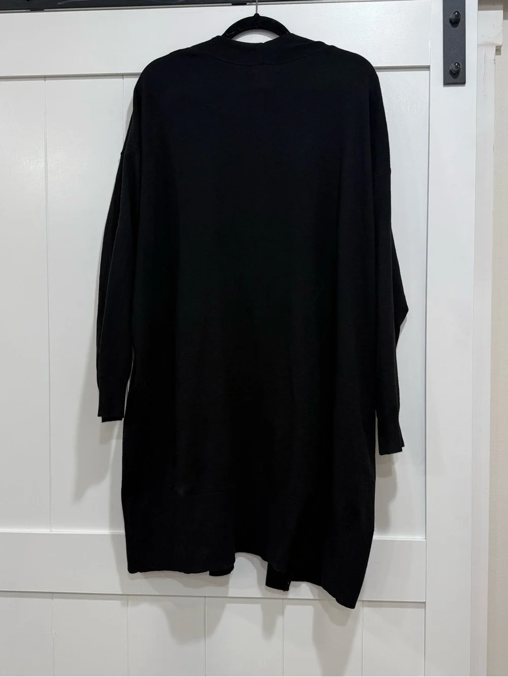 Ava & Viv Black Long Open-Front Cardigan